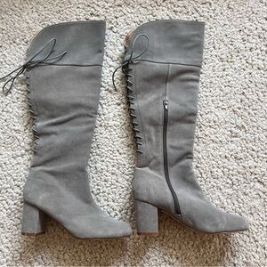 Anthropologie Gray Heeled Boots with Relaxed Shaft